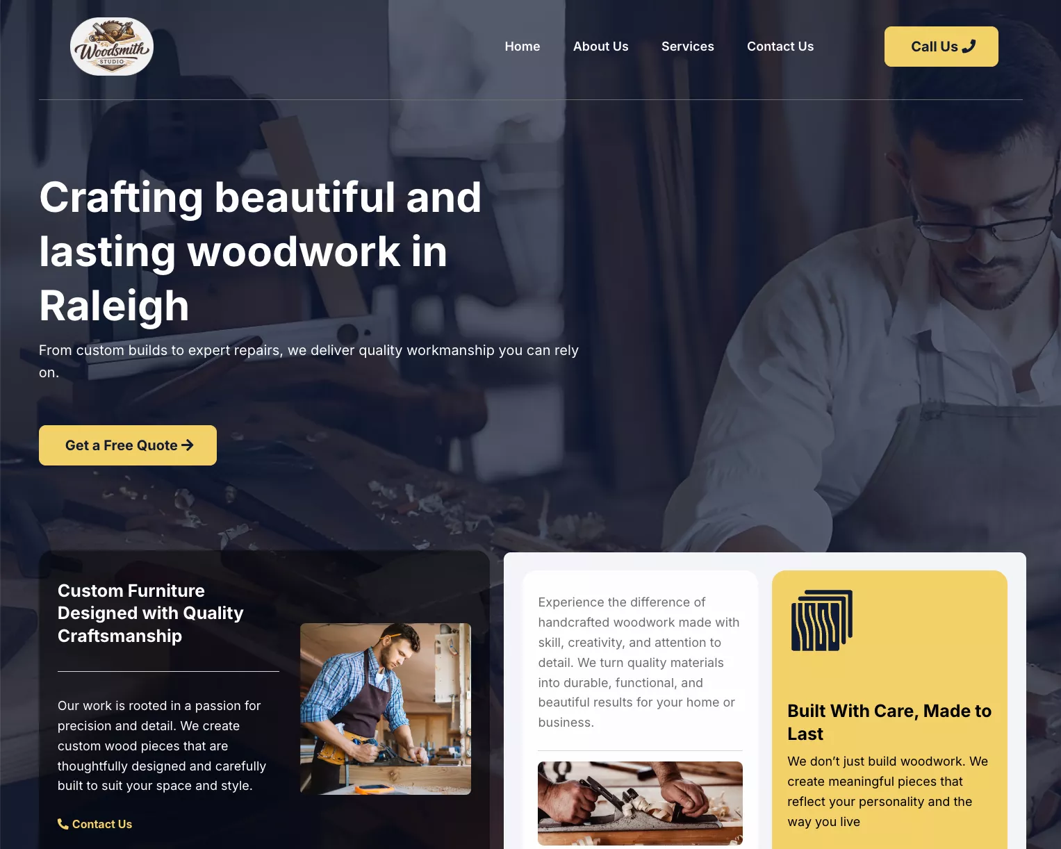 Woodworking website preview