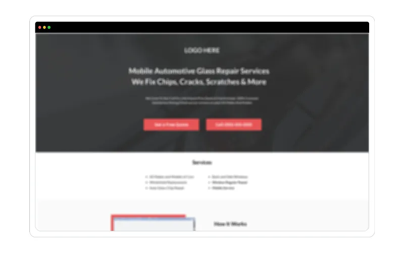 Auto Glass Repair Landing Page Template