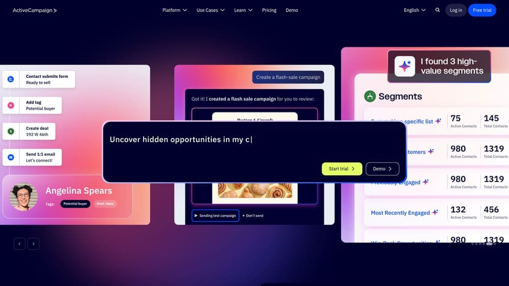 Screenshot of ActiveCampaign website homepage
