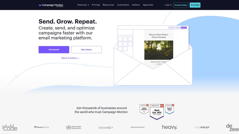 Screenshot of Campaign Monitor website homepage
