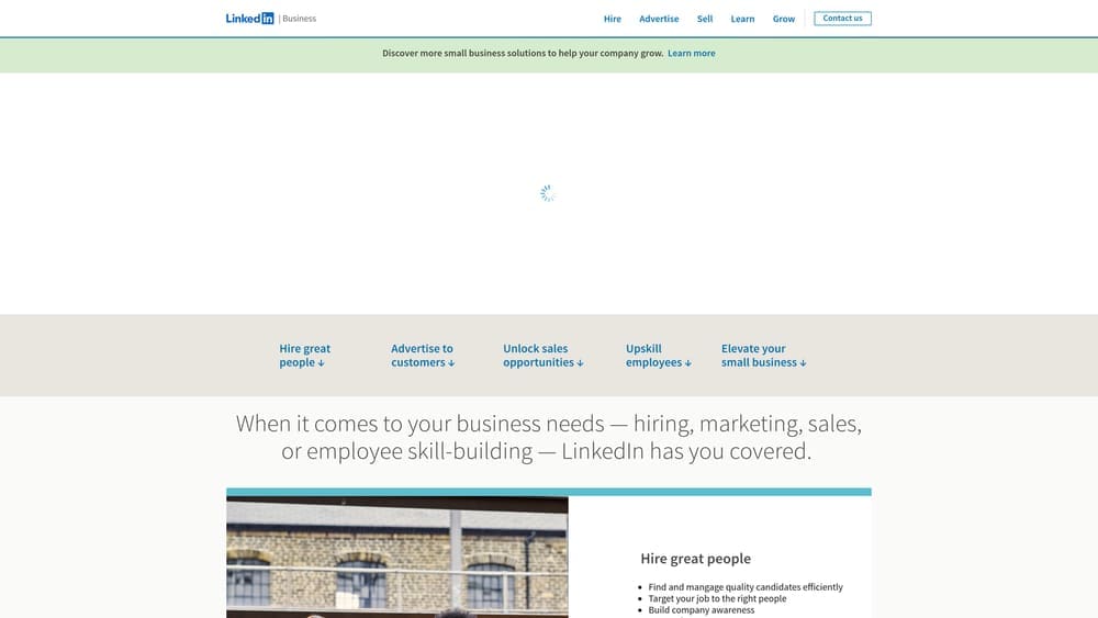 Screenshot of LinkedIn Sales Navigator website homepage