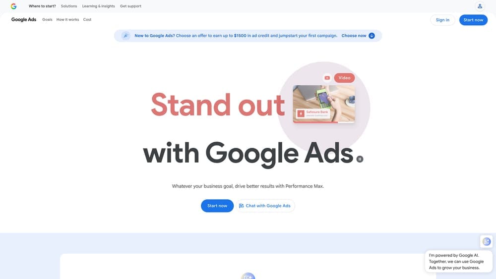 Screenshot of Google Keyword Planner website homepage