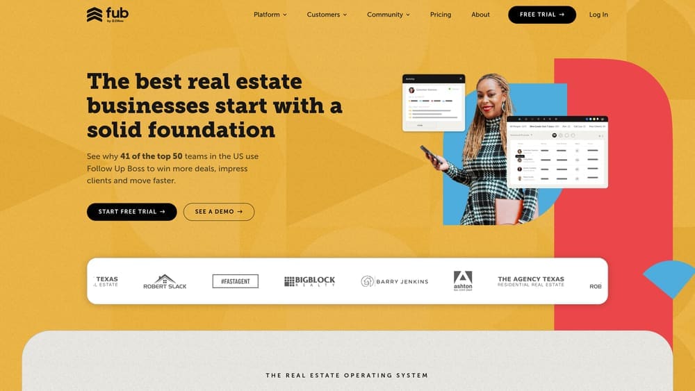 Screenshot of Follow Up Boss website