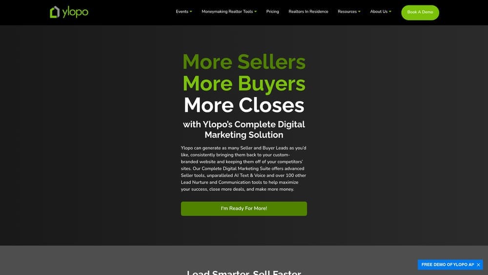 Screenshot of Ylopo website