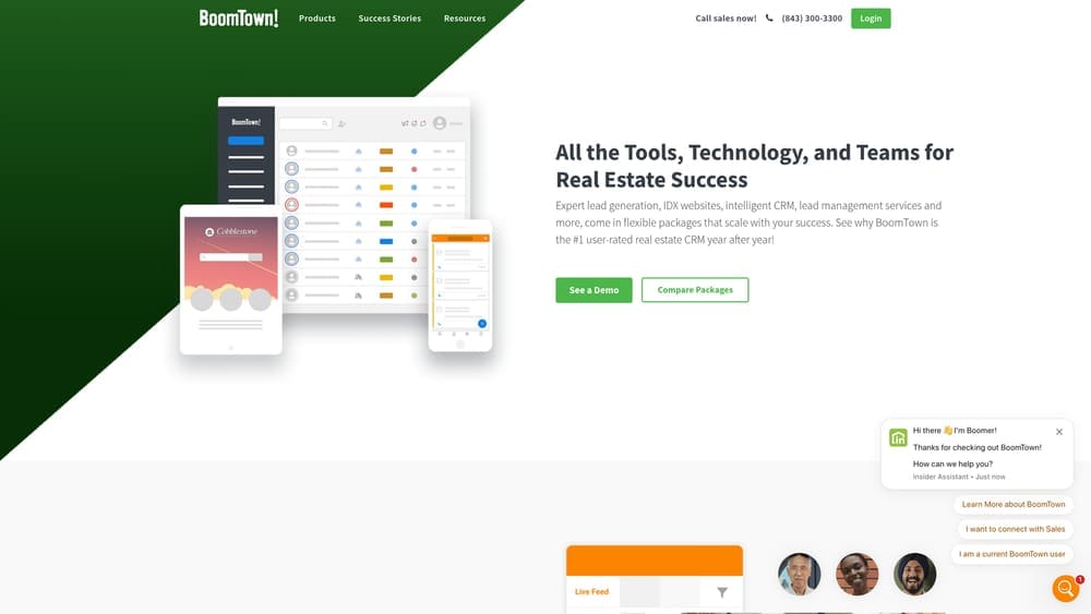 Screenshot of BoomTown website