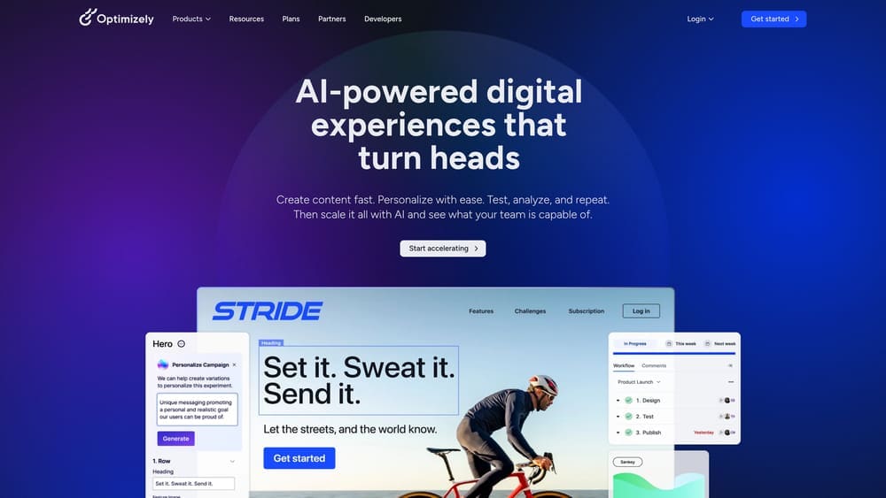 Screenshot of Optimizely website