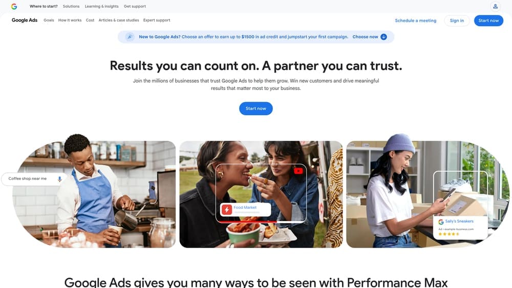 Screenshot of Google Ads website