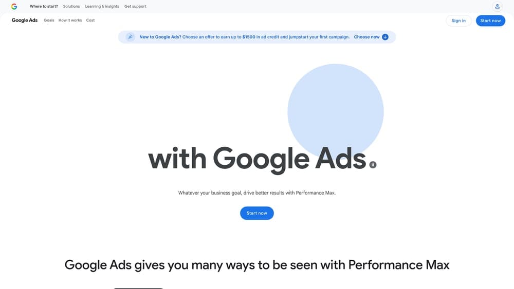 Screenshot of Google Ads website