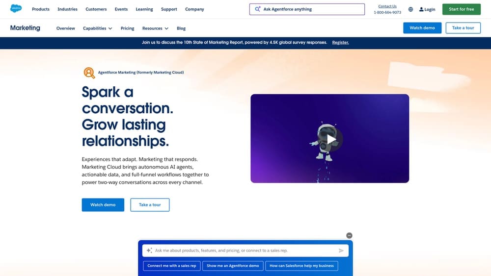 Screenshot of Salesforce Marketing Cloud website