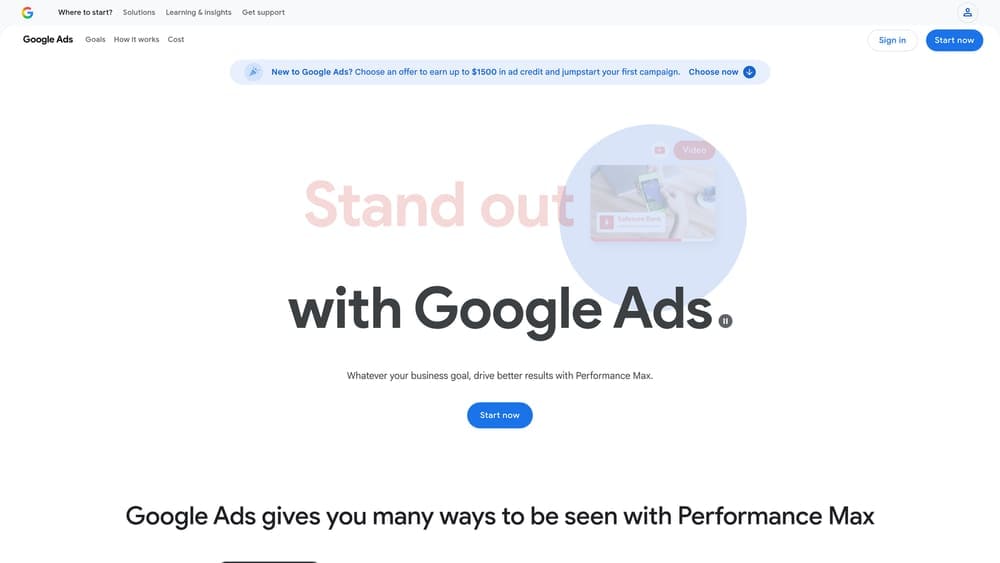 Screenshot of Google Ads website