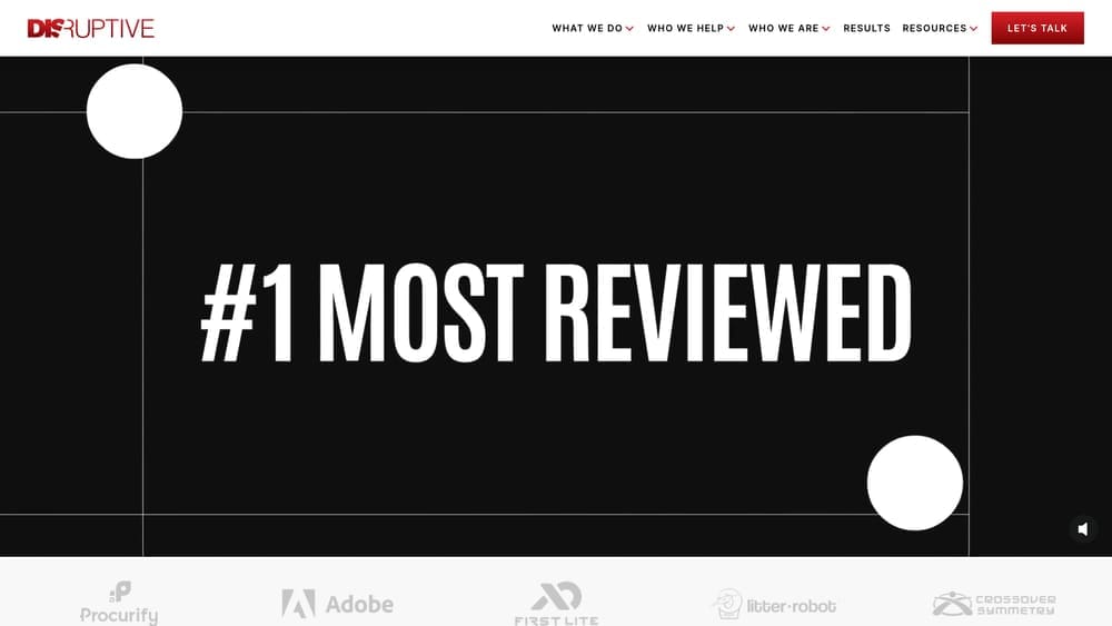 Screenshot of Disruptive Advertising website