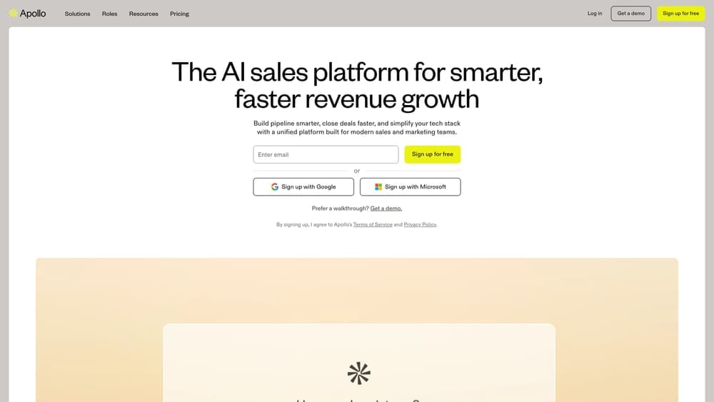 Screenshot of Apollo.io website