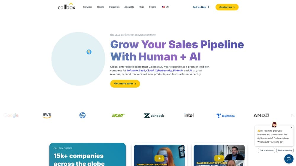 Screenshot of Callbox website
