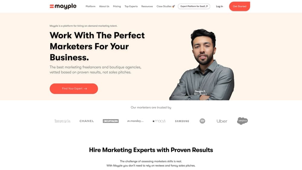 Screenshot of Mayple website