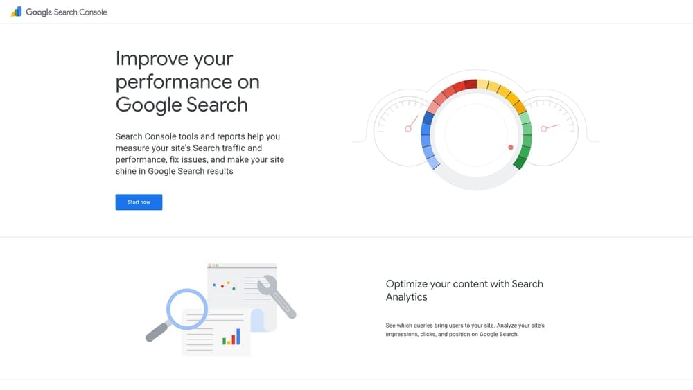 Screenshot of Google Search Console website