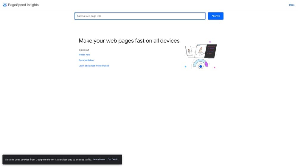 Screenshot of PageSpeed Insights website