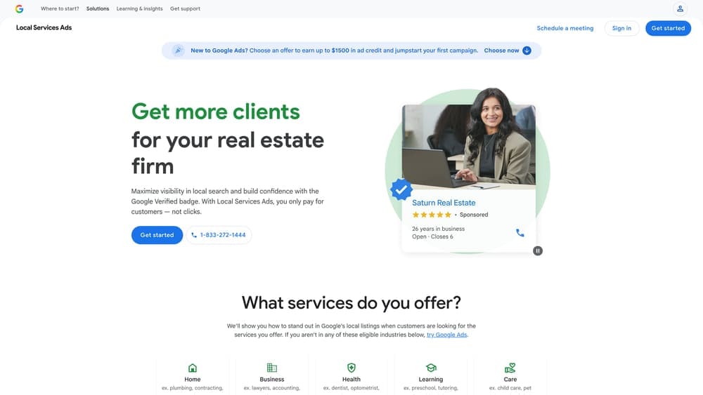 Screenshot of Google Local Service Ads website
