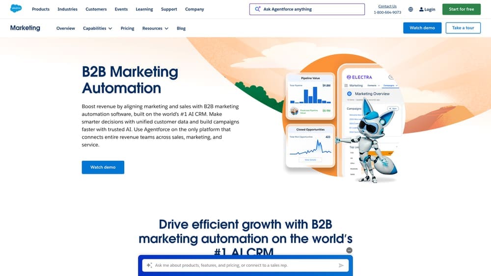 Screenshot of Pardot website