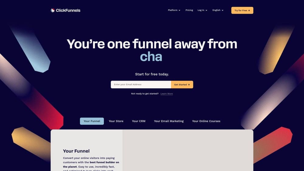 Screenshot of ClickFunnels website