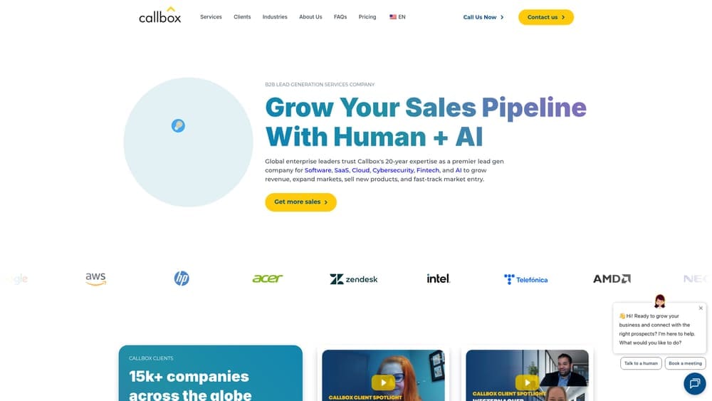 Screenshot of Callbox website