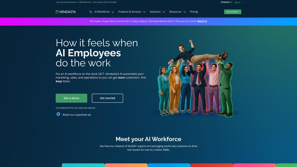 Screenshot of Vendasta website