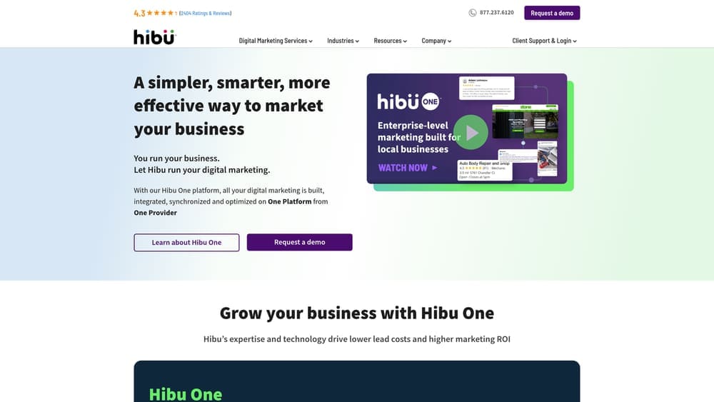 Screenshot of Hibu website