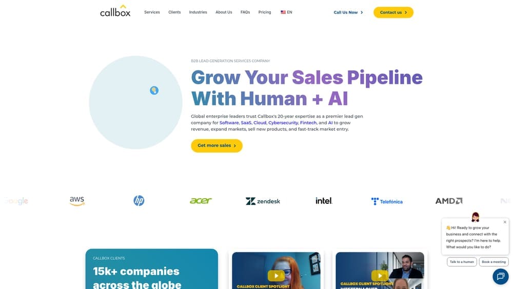 Screenshot of Callbox website