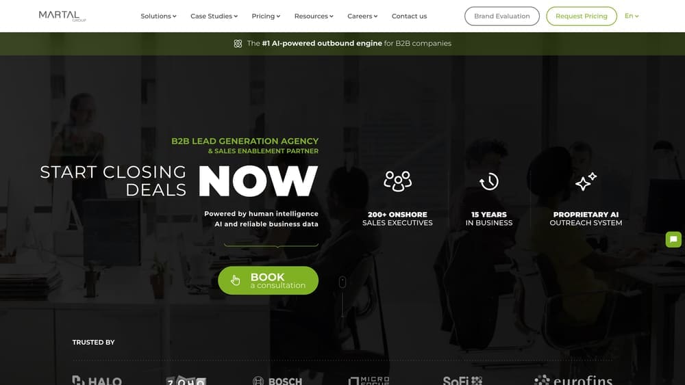 Screenshot of Martal Group website