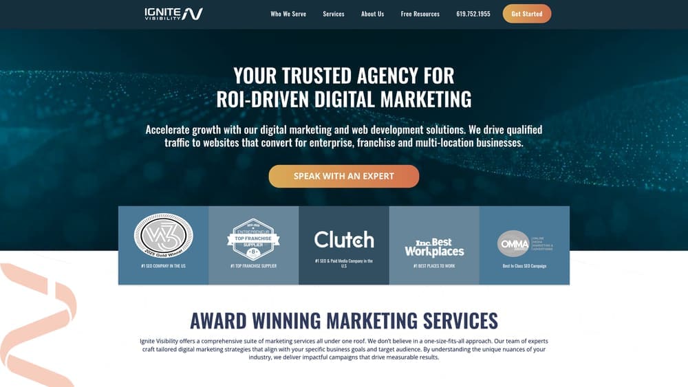 Screenshot of Ignite Visibility website