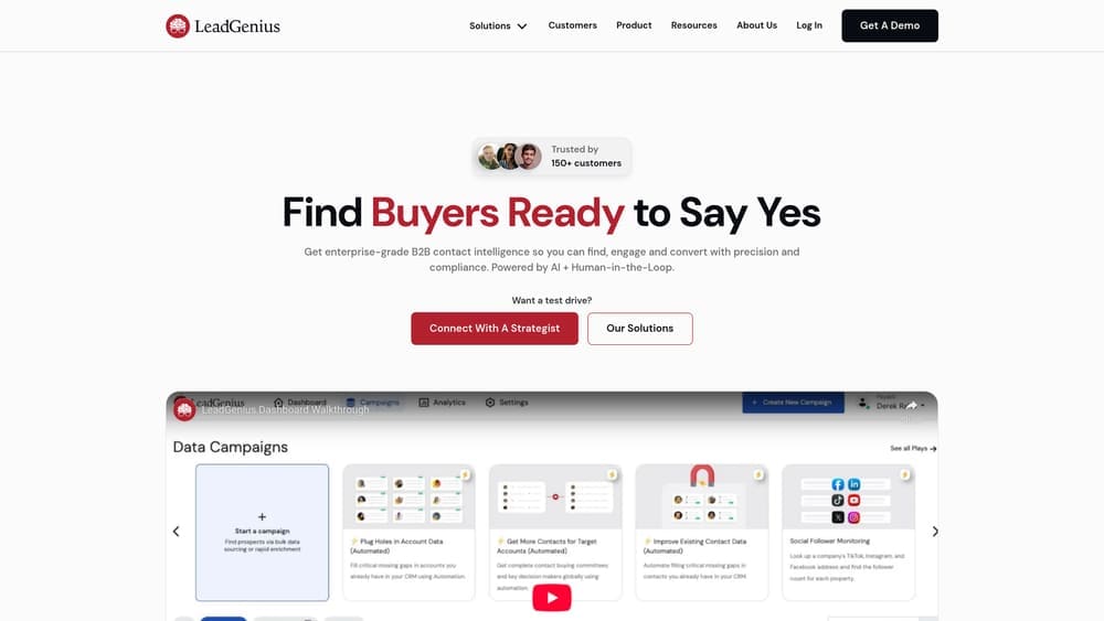 Screenshot of LeadGenius website