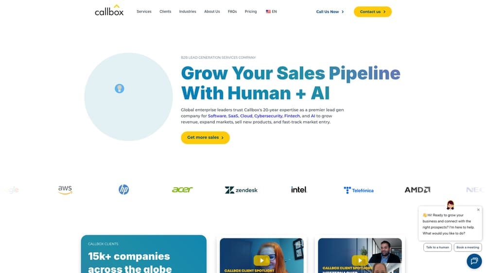 Screenshot of Callbox website