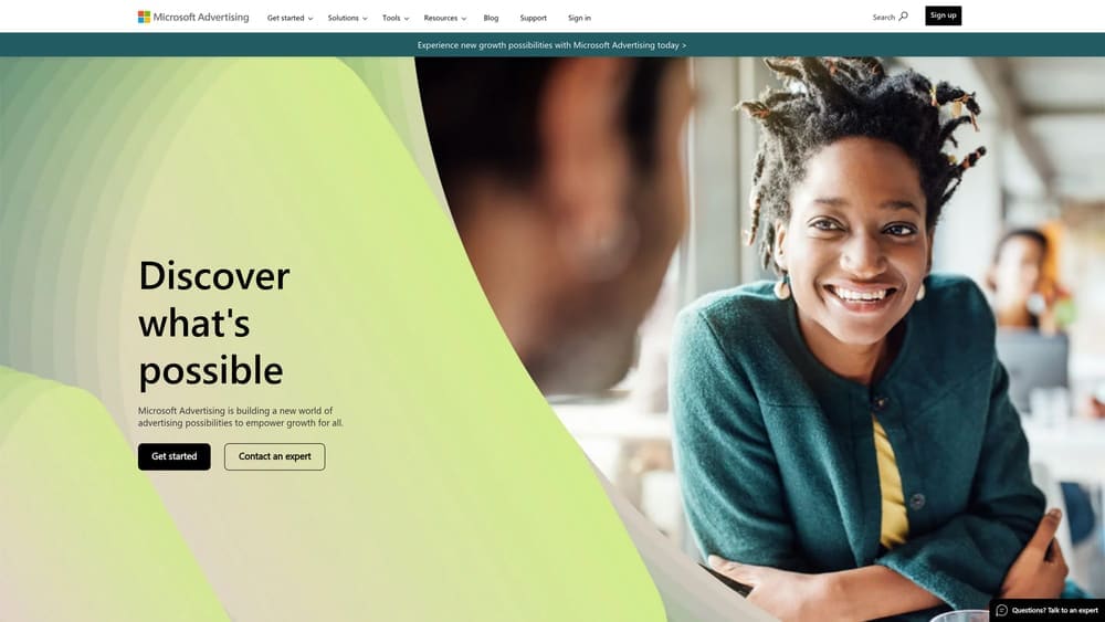 Screenshot of Microsoft Advertising (Bing Ads) website