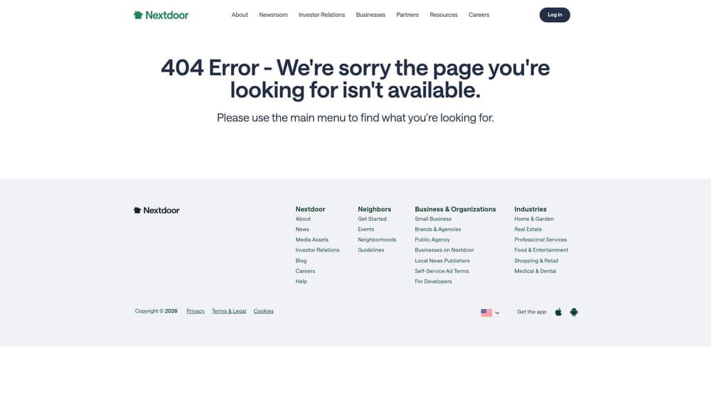 Screenshot of Nextdoor Advertising website