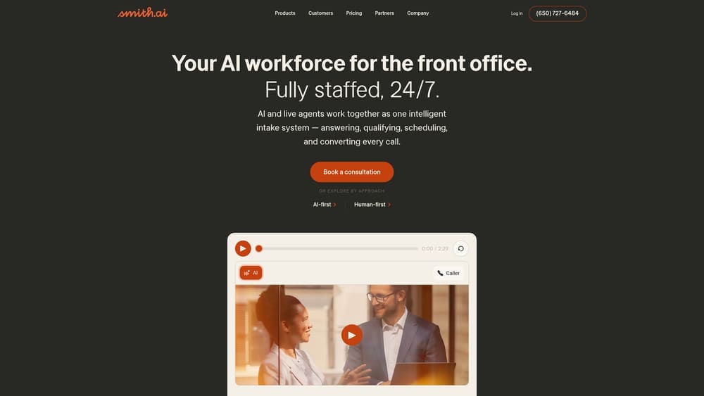 Screenshot of Smith.ai website
