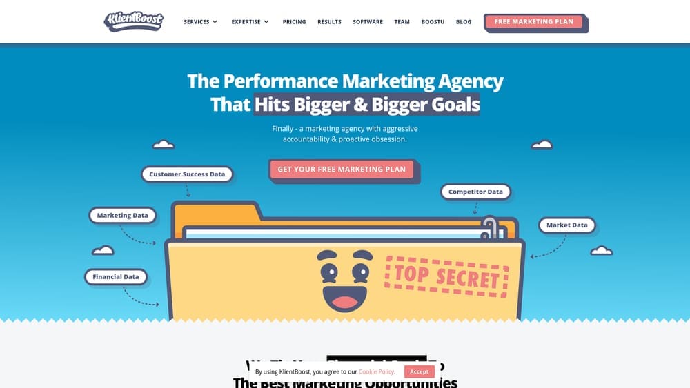 Screenshot of KlientBoost website