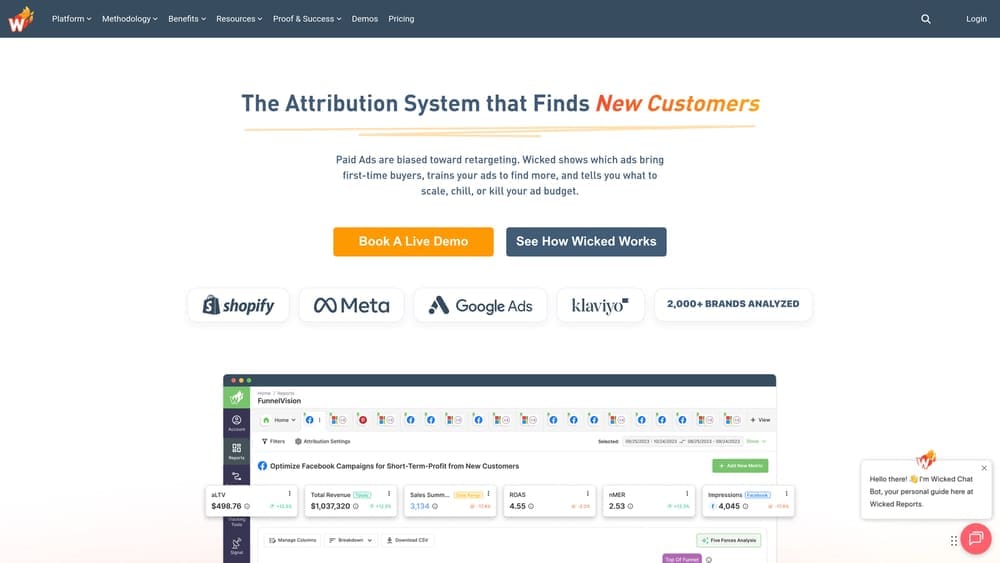 Screenshot of Wicked Reports website