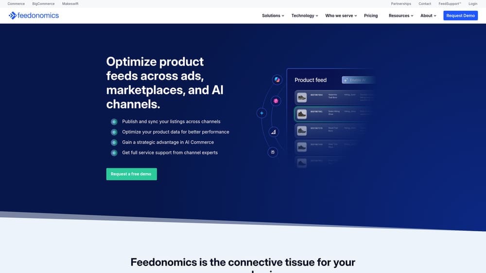 Screenshot of Feedonomics website