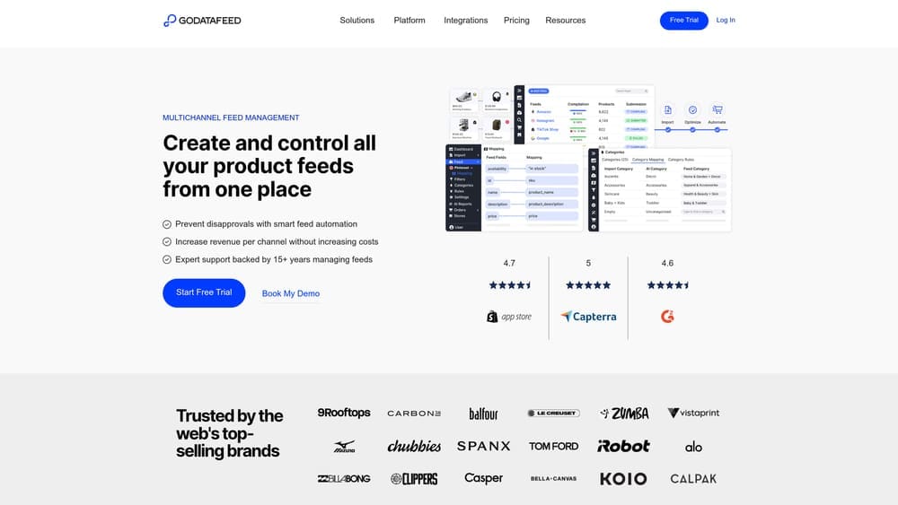 Screenshot of GoDataFeed website