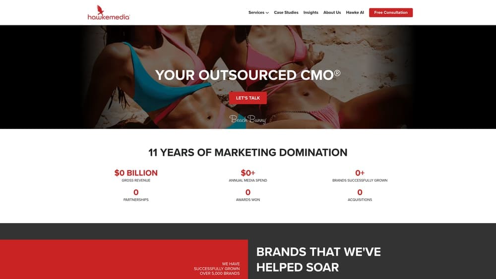 Screenshot of Hawke Media website