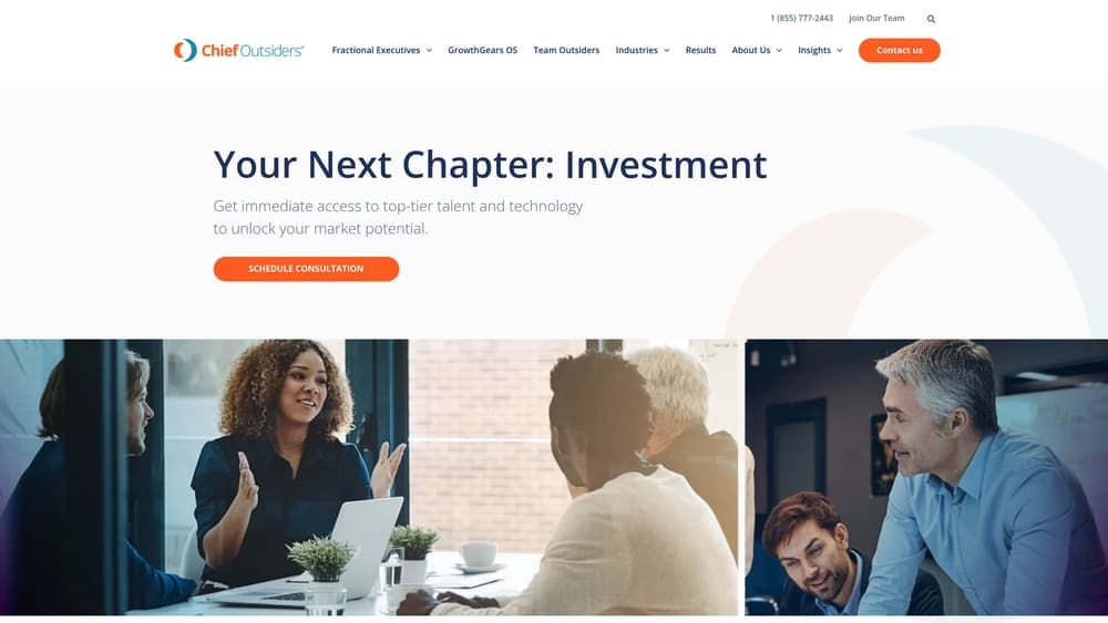 Screenshot of Chief Outsiders website