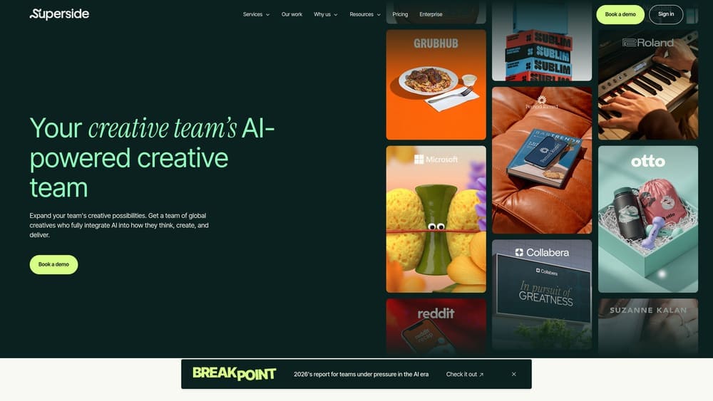 Screenshot of Superside website