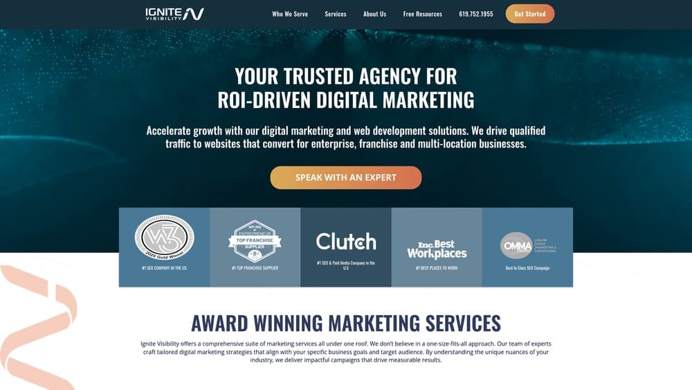 Screenshot of Ignite Visibility website