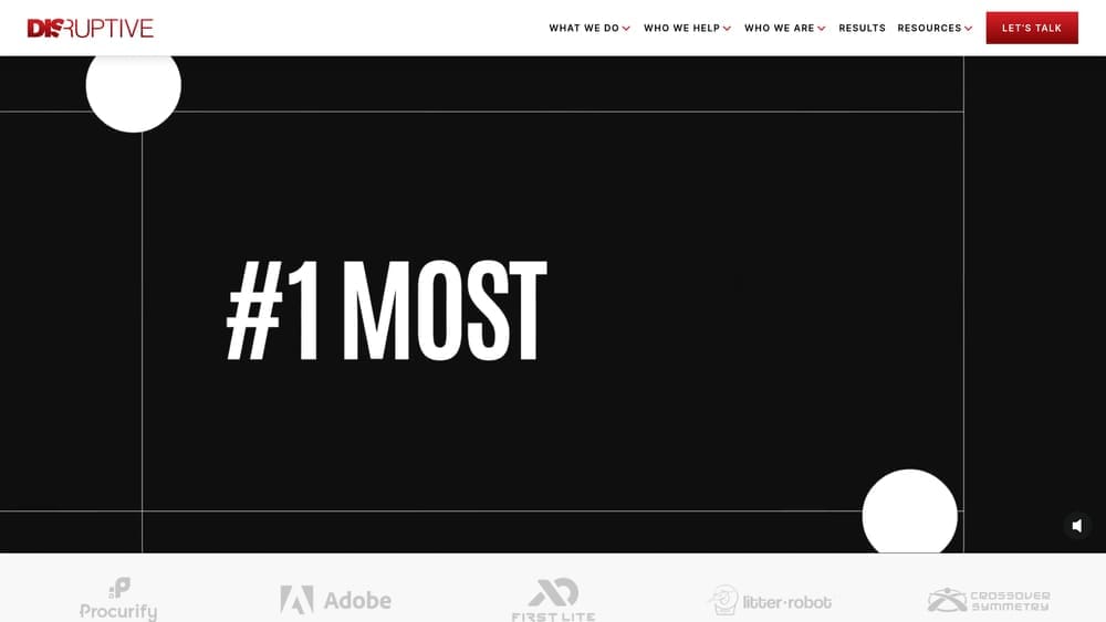 Screenshot of Disruptive Advertising website