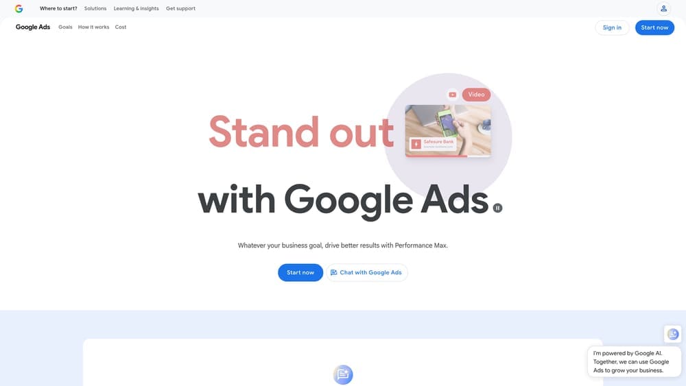 Screenshot of Google Ads website