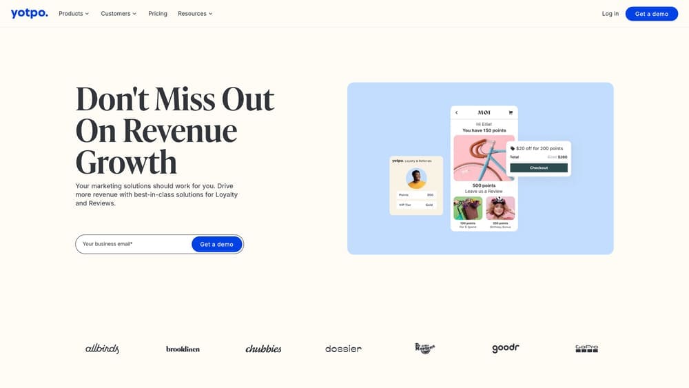 Screenshot of Yotpo website