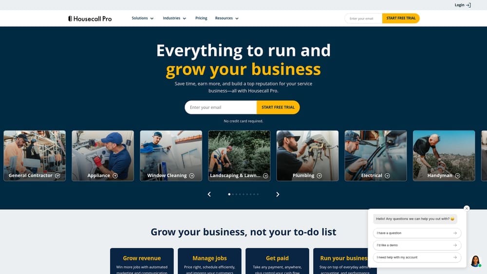 Screenshot of Housecall Pro website
