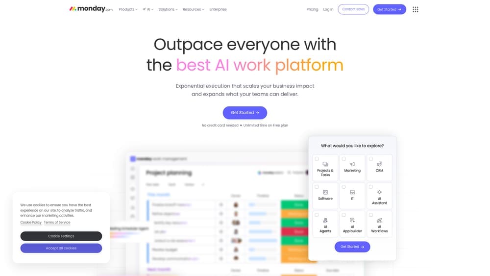 Screenshot of Monday.com Marketing Work Management website