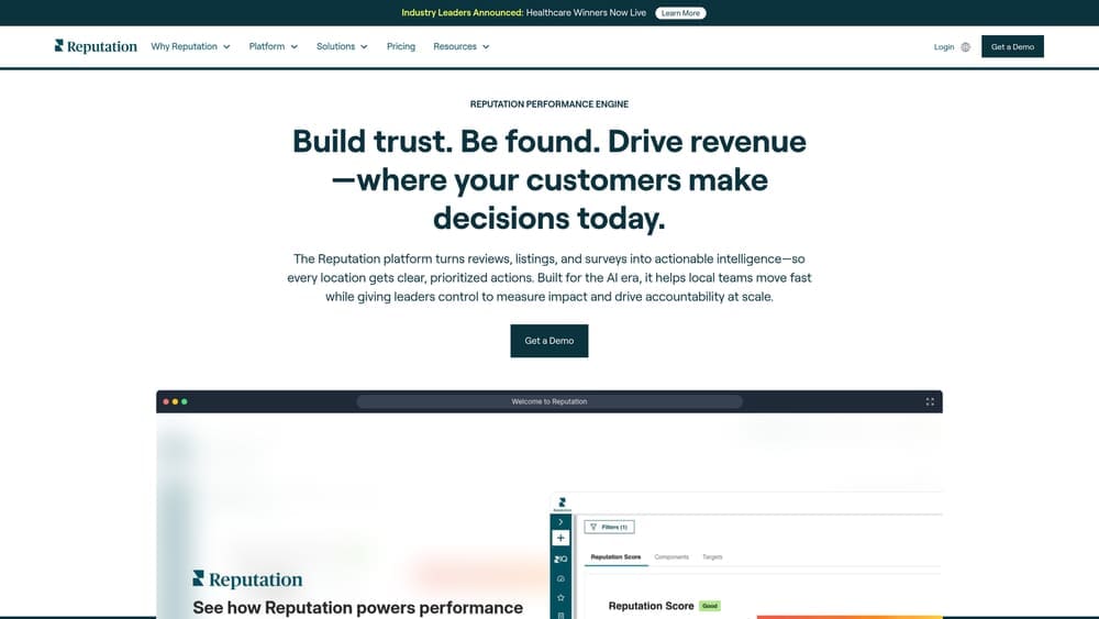 Screenshot of Reputation.com website