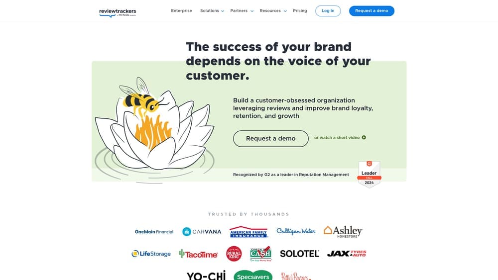Screenshot of ReviewTrackers website