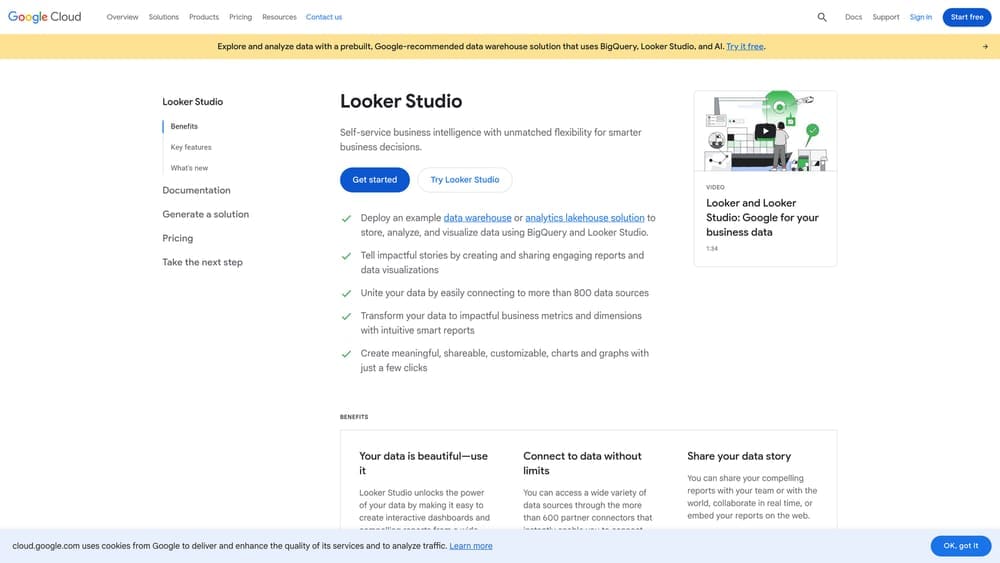 Screenshot of Google Looker Studio website